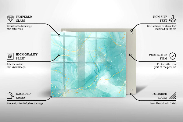 Üveg vágódeszka Kék és arany absztrakció