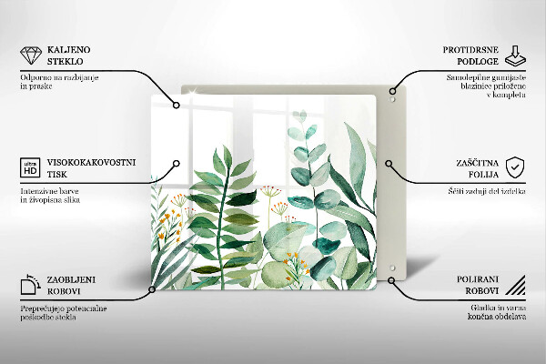 Üveg vágódeszka Növény levelek illusztráció