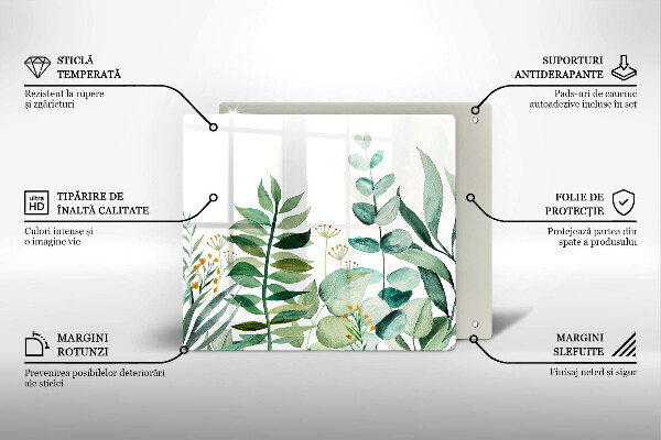 Üveg vágódeszka Növény levelek illusztráció