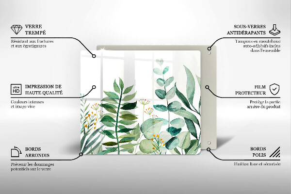 Üveg vágódeszka Növény levelek illusztráció