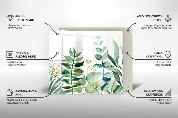 Üveg vágódeszka Növény levelek illusztráció