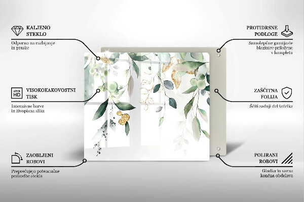 Üveg vágódeszka Akvarell levelek