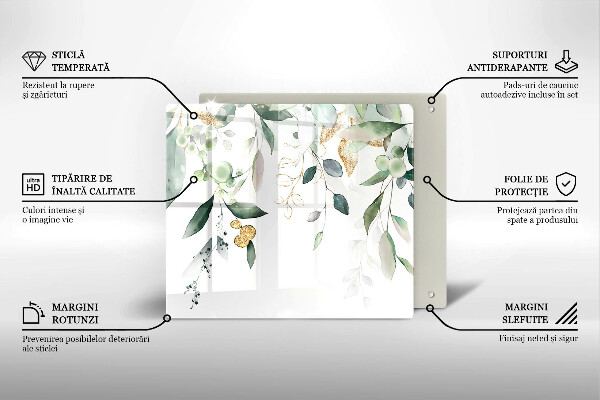 Üveg vágódeszka Akvarell levelek