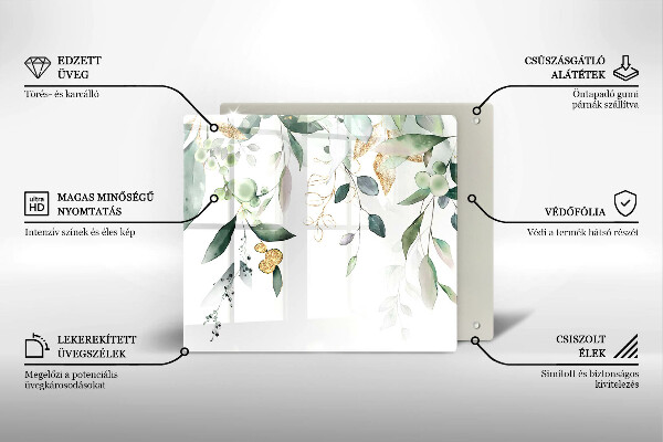 Üveg vágódeszka Akvarell levelek