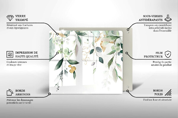 Üveg vágódeszka Akvarell levelek