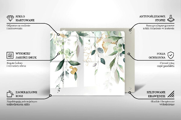 Üveg vágódeszka Akvarell levelek