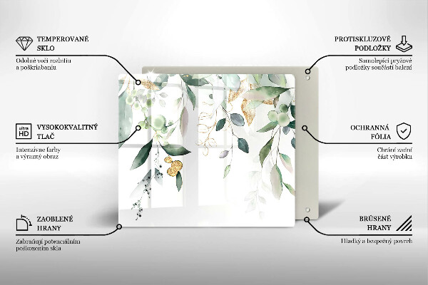 Üveg vágódeszka Akvarell levelek