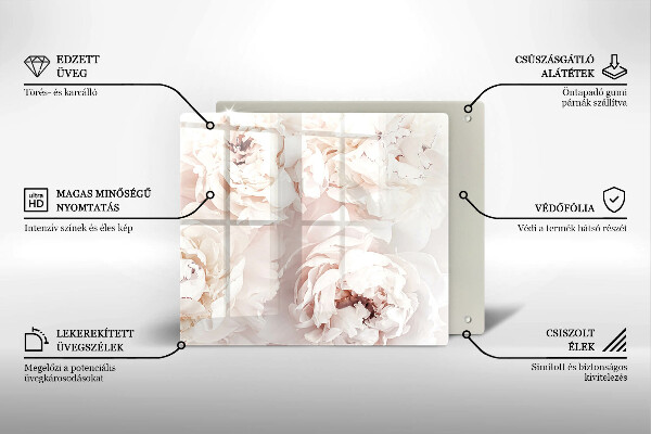 Üveg vágódeszka Pasztell bazsarózsa
