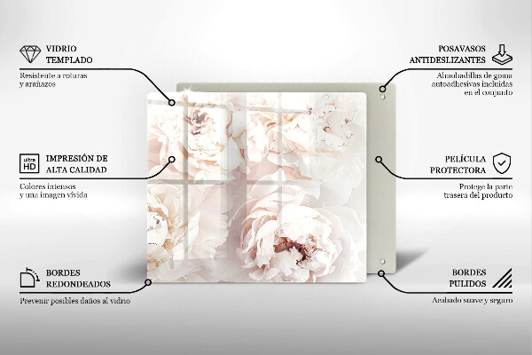 Üveg vágódeszka Pasztell bazsarózsa