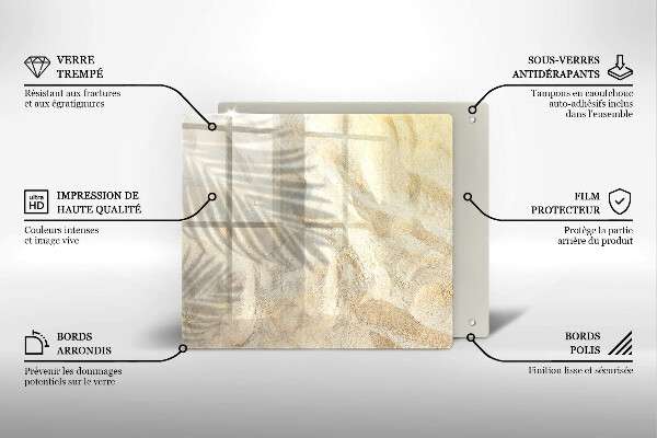 Üveg vágódeszka Pálmalevél és homok