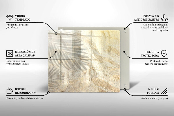 Üveg vágódeszka Pálmalevél és homok