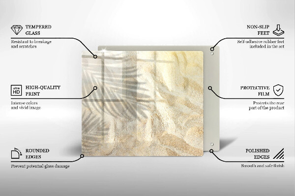 Üveg vágódeszka Pálmalevél és homok