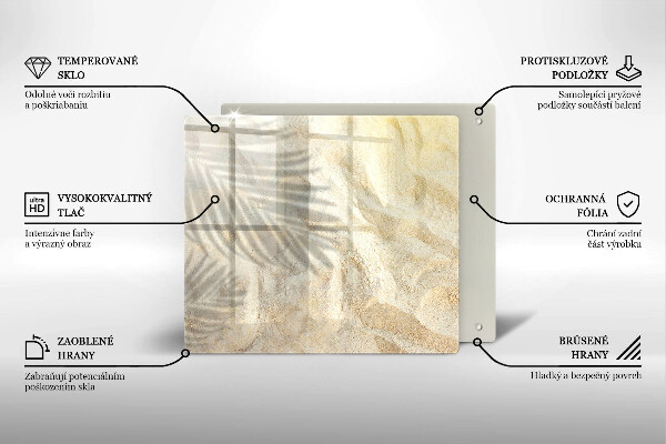 Üveg vágódeszka Pálmalevél és homok