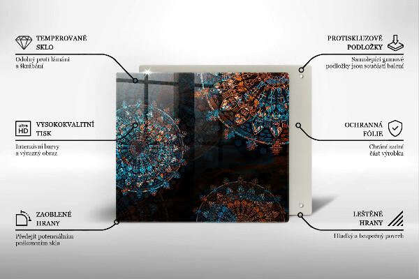 Üveg vágódeszka Boho vintage kerekek