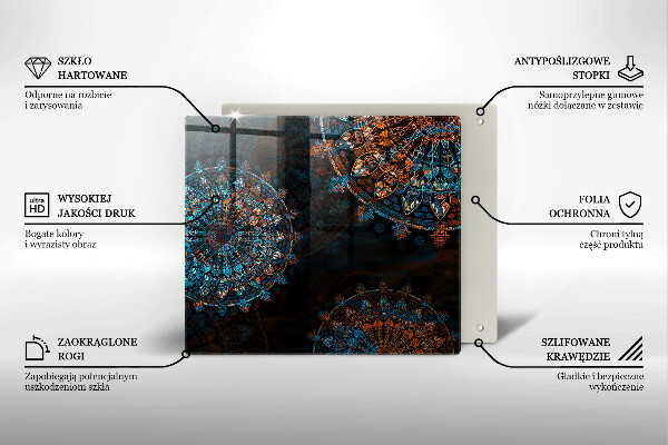 Üveg vágódeszka Boho vintage kerekek