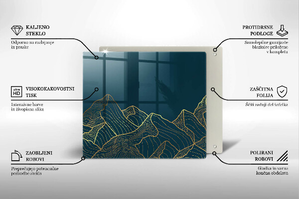 Üveg vágódeszka Absztrakt hegyek