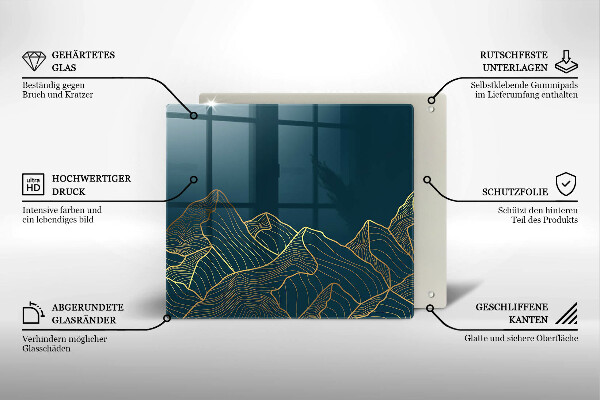 Üveg vágódeszka Absztrakt hegyek