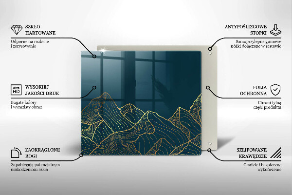 Üveg vágódeszka Absztrakt hegyek