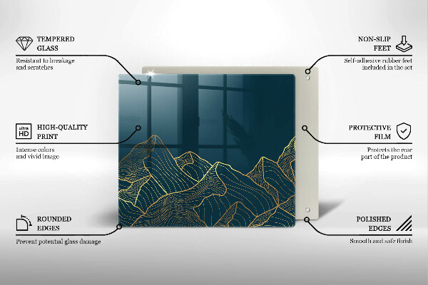 Üveg vágódeszka Absztrakt hegyek