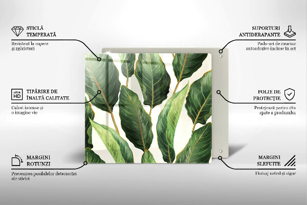 Üveg vágódeszka Banán levelek