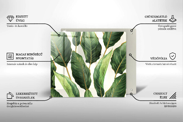 Üveg vágódeszka Banán levelek