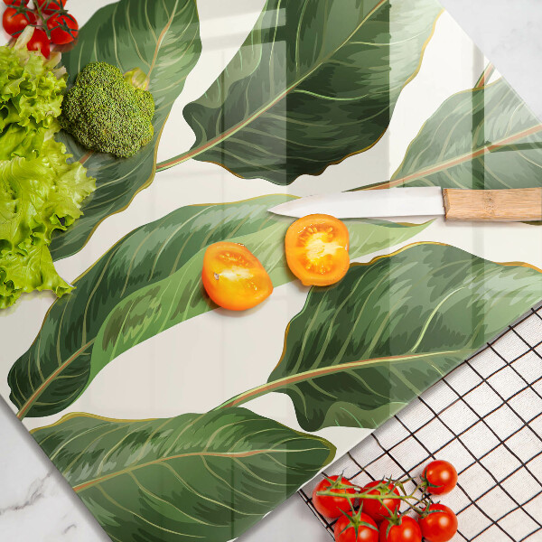 Üveg vágódeszka Banán levelek