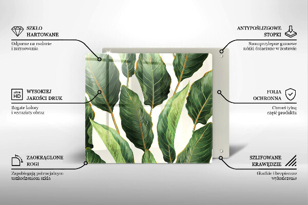 Üveg vágódeszka Banán levelek