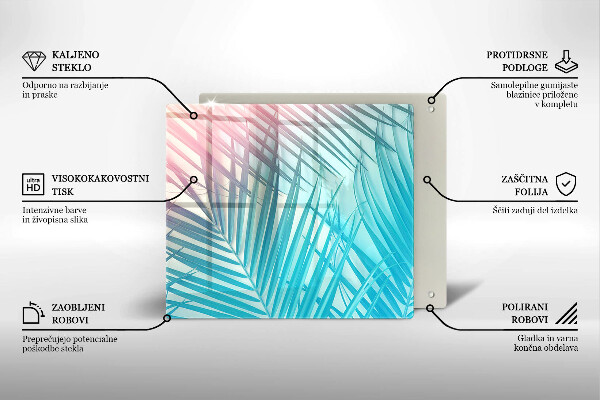 Üveg vágódeszka Pasztell levelek