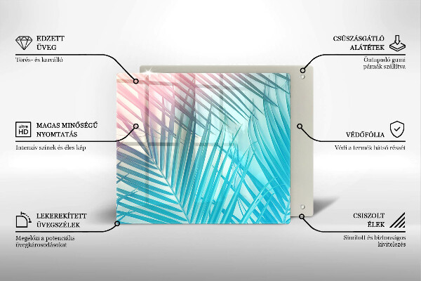 Üveg vágódeszka Pasztell levelek