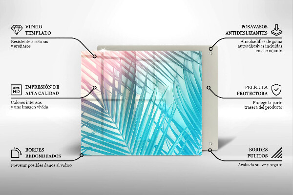 Üveg vágódeszka Pasztell levelek