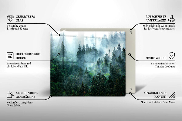 Üveg vágódeszka Erdő a ködben