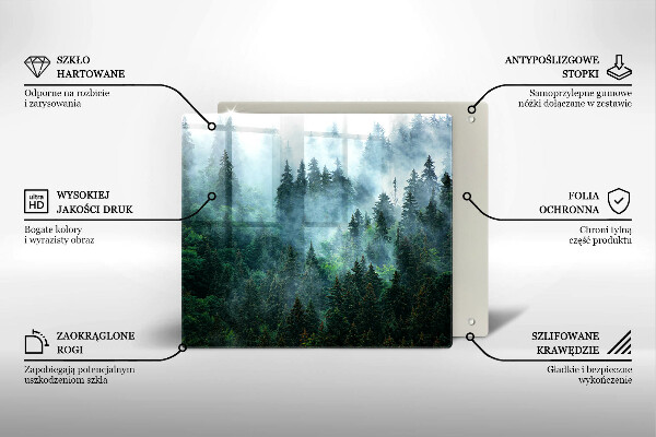 Üveg vágódeszka Erdő a ködben