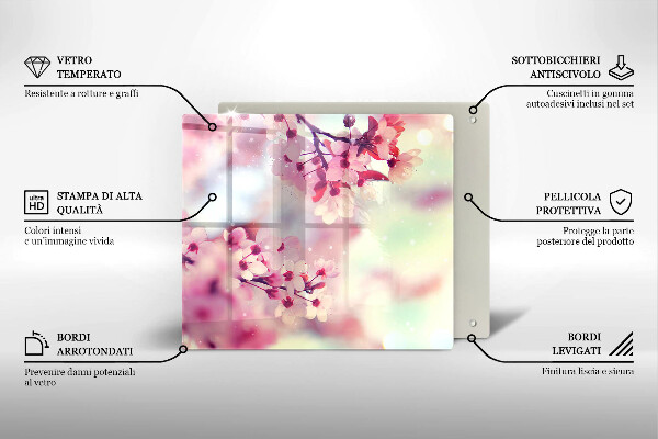 Üveg vágódeszka Természet alma virágok