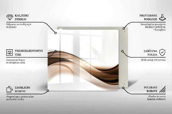 Üveg vágódeszka Absztrakt barna vonalak