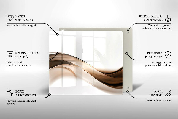 Üveg vágódeszka Absztrakt barna vonalak