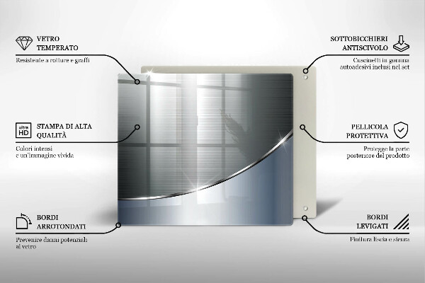 Üveg vágódeszka Fém absztrakciós minta