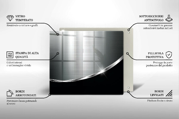 Üveg vágódeszka Absztrakció fémmel