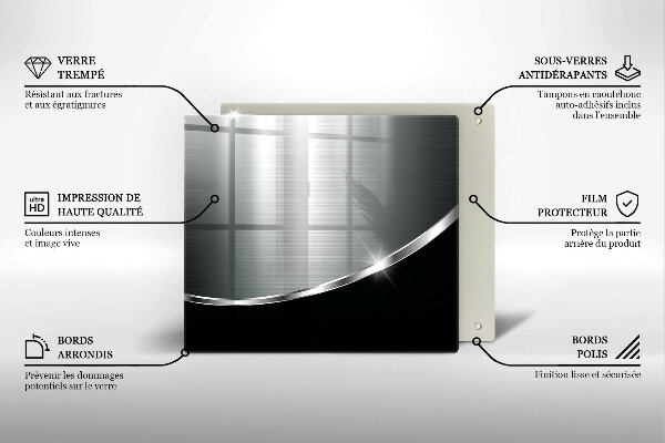 Üveg vágódeszka Absztrakció fémmel