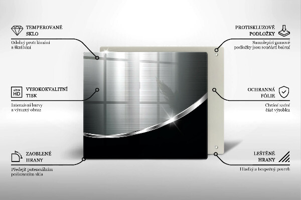 Üveg vágódeszka Absztrakció fémmel