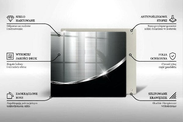 Üveg vágódeszka Absztrakció fémmel