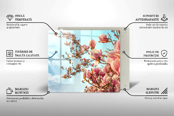 Üveg vágódeszka Rózsaszín virágú fa