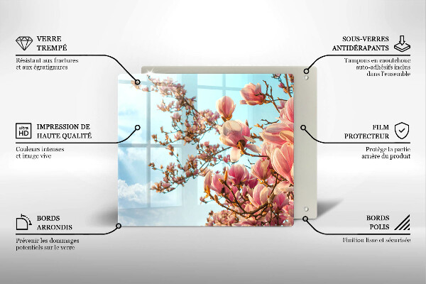 Üveg vágódeszka Rózsaszín virágú fa