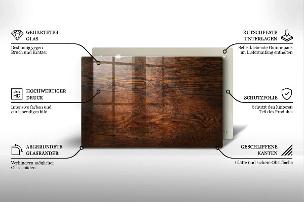 Üveg vágódeszka Sötét fa tábla