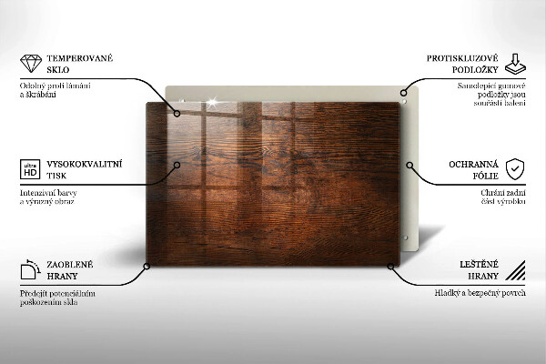 Üveg vágódeszka Sötét fa tábla