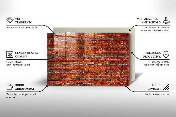 Üveg vágódeszka Téglafal fala