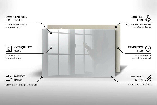 Üveg vágódeszka Szürke színű