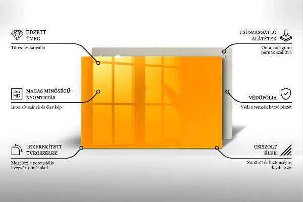 Üveg vágódeszka Sötét sárga színű