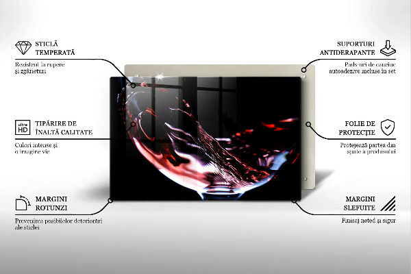 Üveg vágódeszka Egy pohár vörösbor