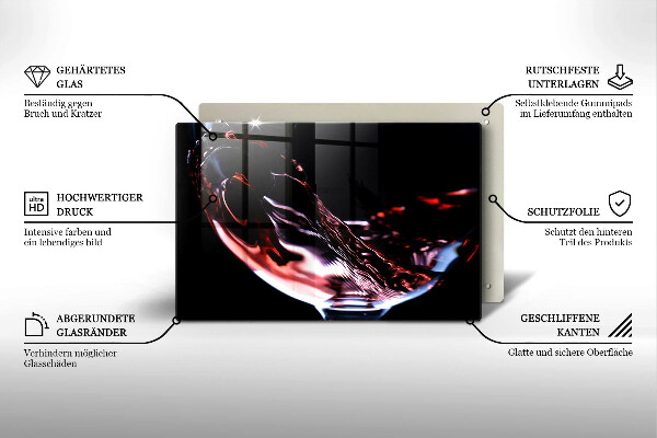 Üveg vágódeszka Egy pohár vörösbor