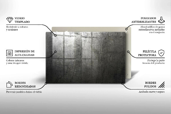 Üveg vágódeszka Fém textúra